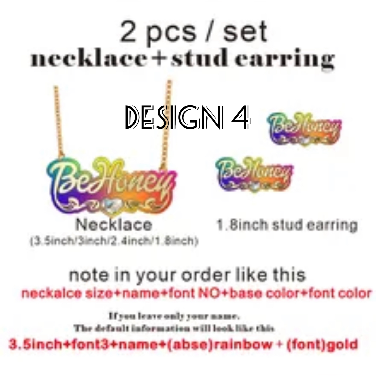 Acrylic Custom Name bamboo Earrings Cartoons rainbow Name Necklace