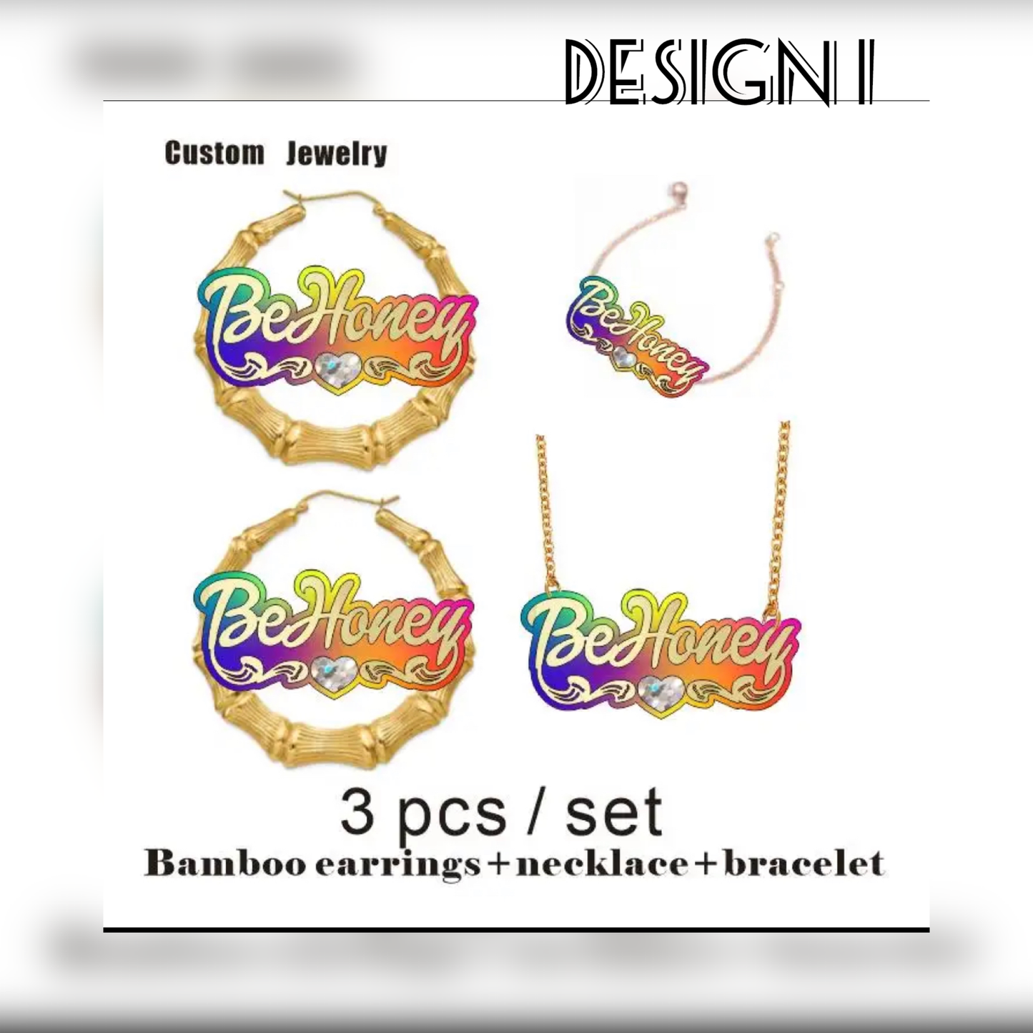 Acrylic Custom Name bamboo Earrings Cartoons rainbow Name Necklace