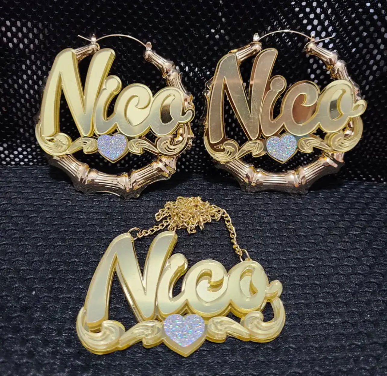 Acrylic Custom Name bamboo Earrings Cartoons rainbow Name Necklace