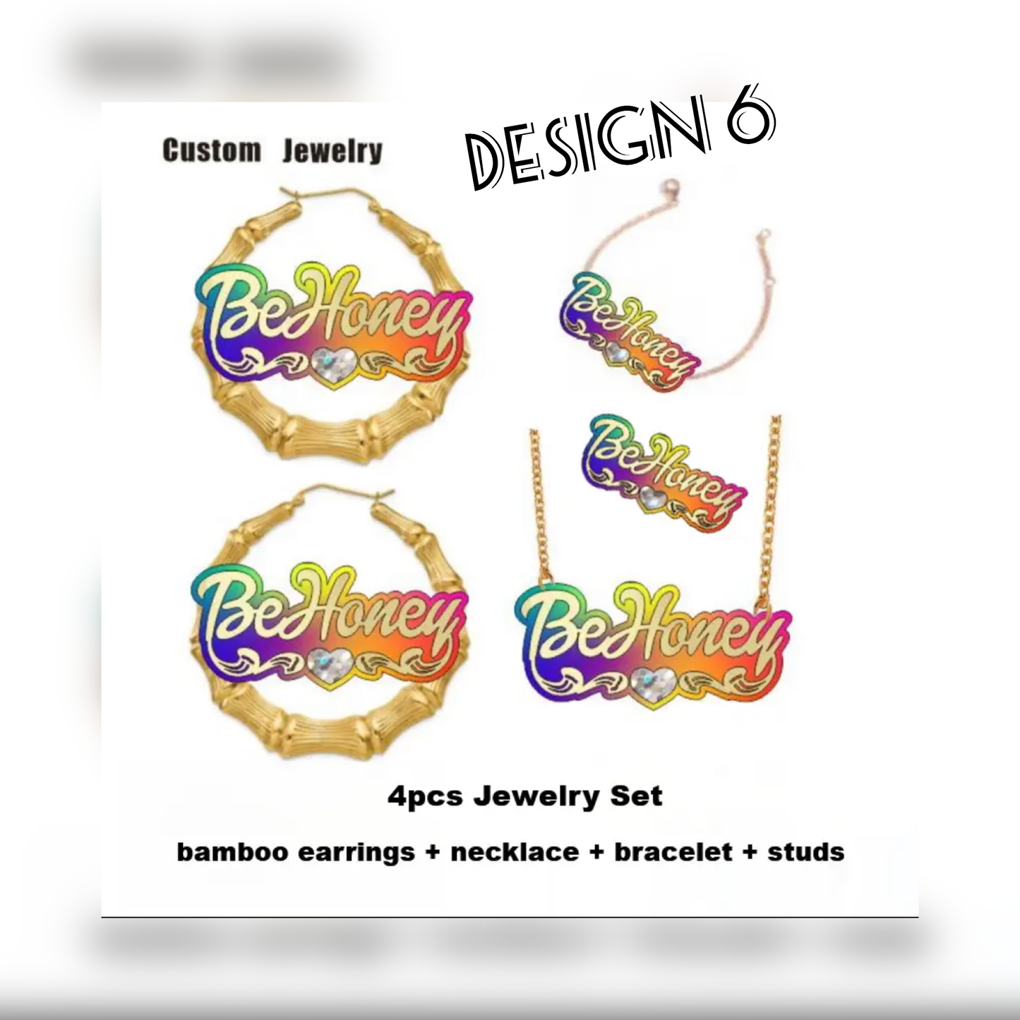 Acrylic Custom Name bamboo Earrings Cartoons rainbow Name Necklace