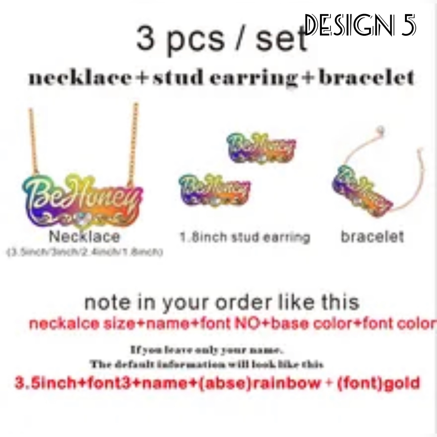 Acrylic Custom Name bamboo Earrings Cartoons rainbow Name Necklace