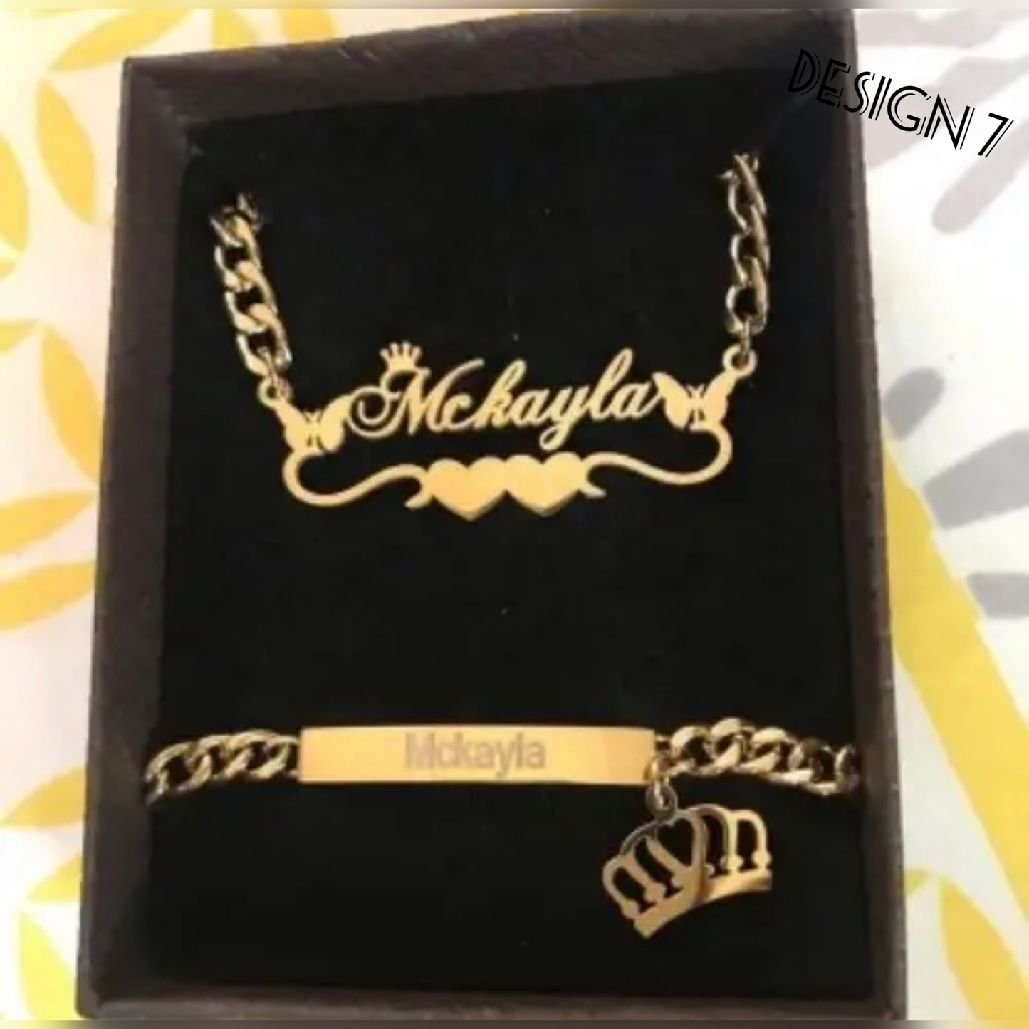 Personalized Crown Name Necklace Bracelet Set Jewelry Stainless Steel Heart Butterfly Charm Long Bar Engraved Choker Accessories