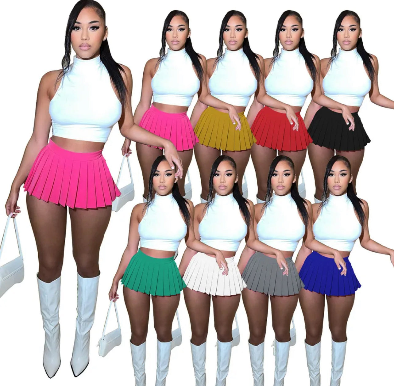 Pleated mini skirt