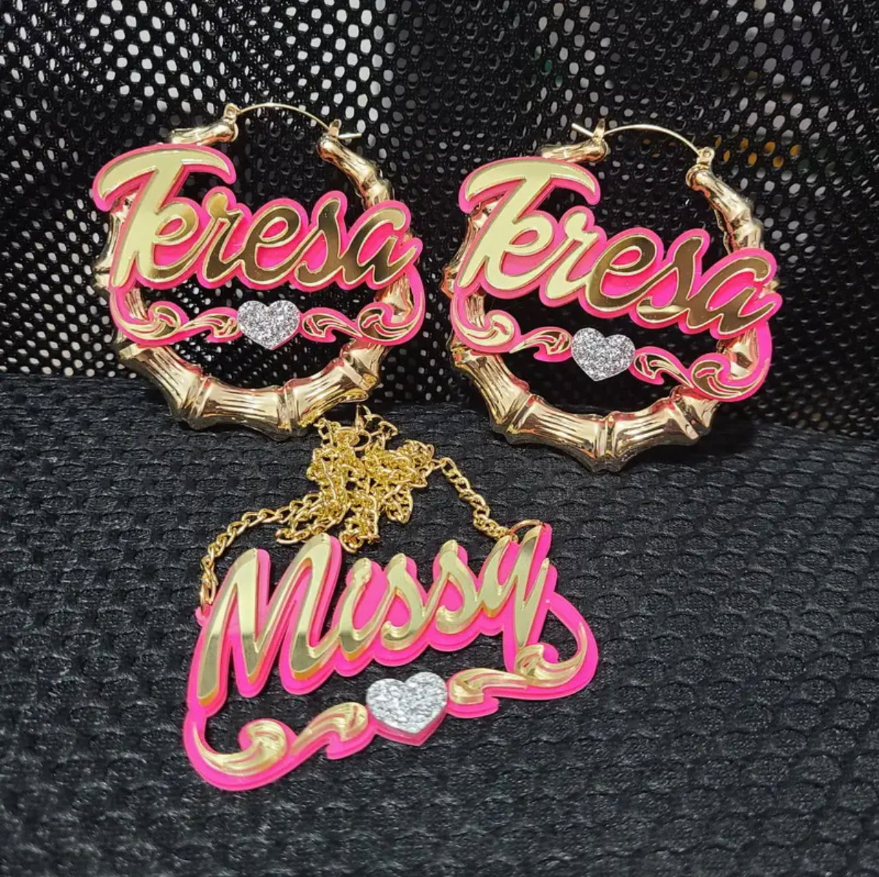 Acrylic Custom Name bamboo Earrings Cartoons rainbow Name Necklace