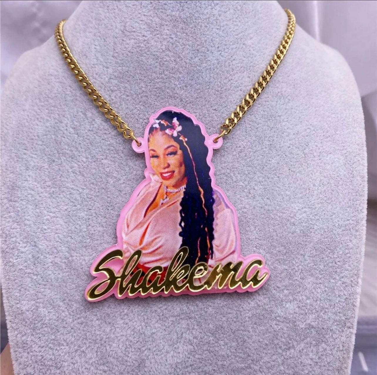 Custom Name Picture Necklace for Women Personalized  Acrylic Pendent Memorial Gift