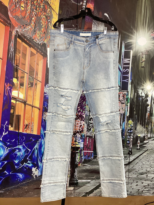 KDNK Ice Blue Stacked Jeans